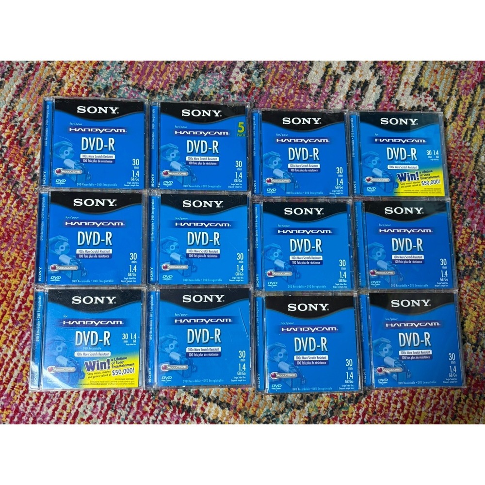 USED Sony 12 DVD+R 30 Minutes 1.4 GB Compact Discs Used Handycam